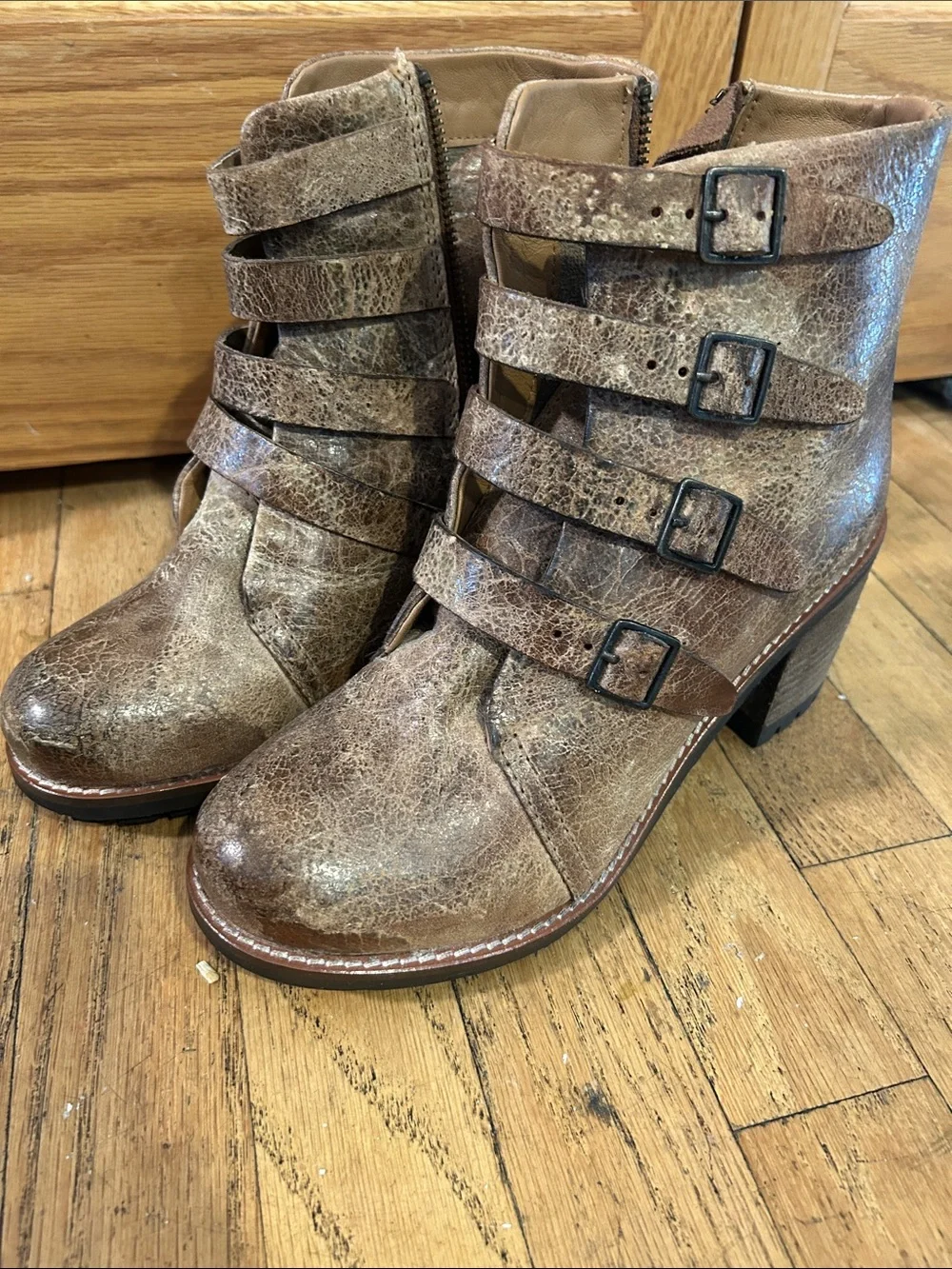 Diba True Women’s Brown Strappy Buckle Ankle Boots- never worn, no box